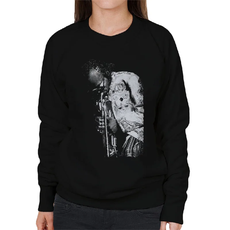 Miles Davis Playing In London 1986 Women's Sweatshirt Hoodie with Neon Bright Vibrant