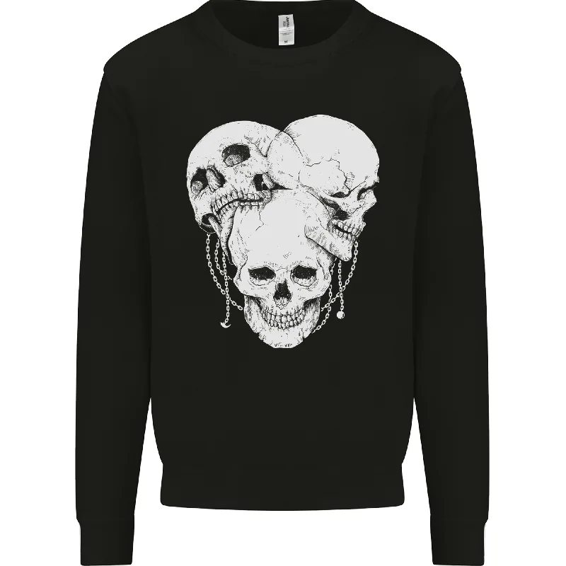 4 Skulls Gothic Heavy Metal Biker Demon Mens Sweatshirt Jumper Hoodie with Magnetic Closure Innovative Modern