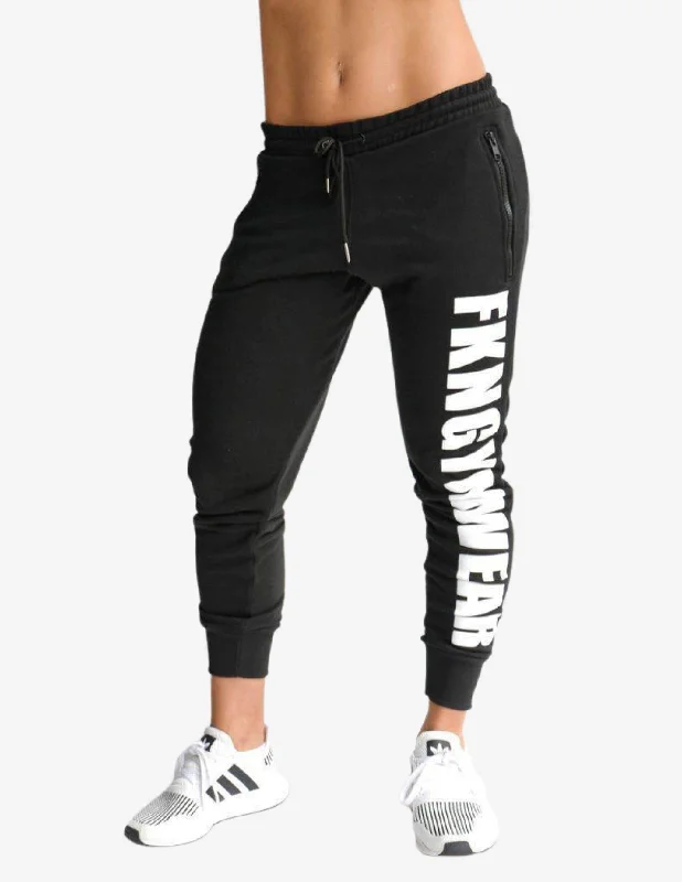 Women's Gym Track Pants | Bootyfit | Black Comfortable Denim Pants