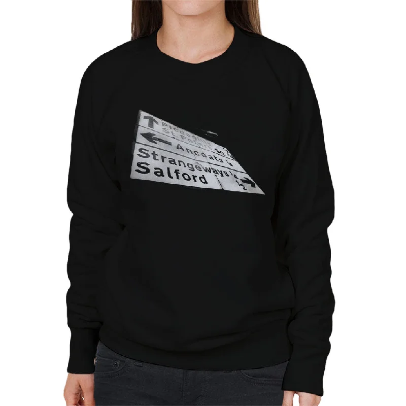 Manchester Road Signs 1985 Women's Sweatshirt Hoodie with Raglan Sleeves Sporty Comfortable