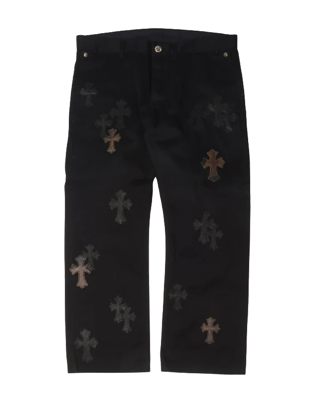 Cross Patch Chino Pants Classic Straight-Leg Pants