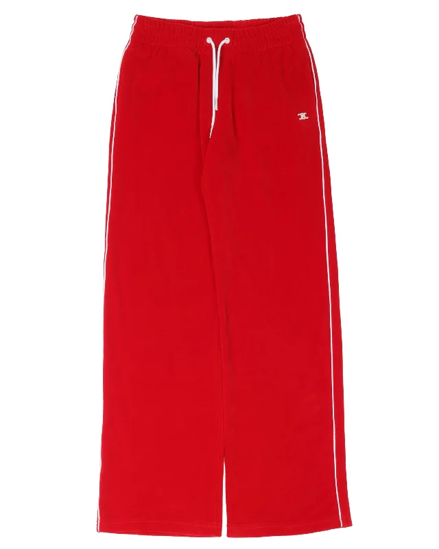 Velour Track Pants Comfy Zip-Up Pants