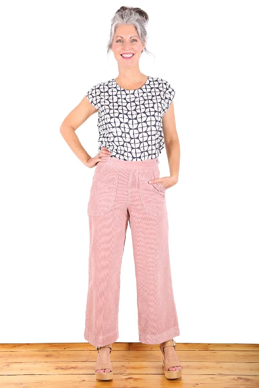 Peggy Cord Pants Pink Elegant High-Waist Pants