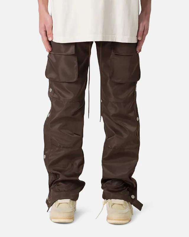 MNML Snap Front Cargo Pants Brown Comfortable Jogger Trousers