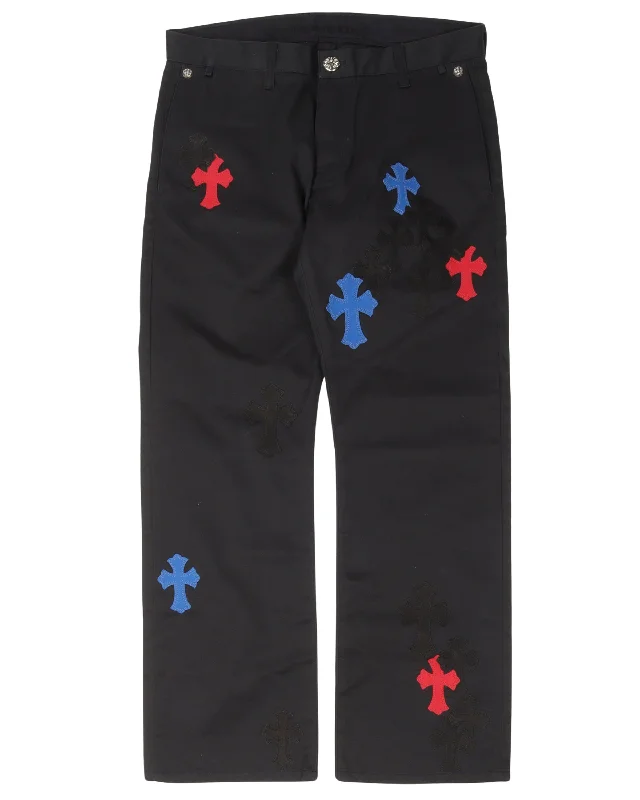 Multicolor Cross Patch Chino Pants Casual Track Pants