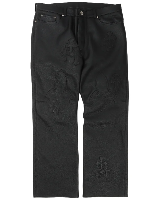 Leather Cross Pants Classic Straight Pants