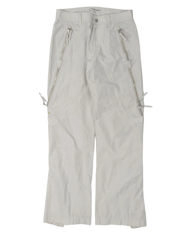 Zipper Nylon Pants Formal Stretch Pants