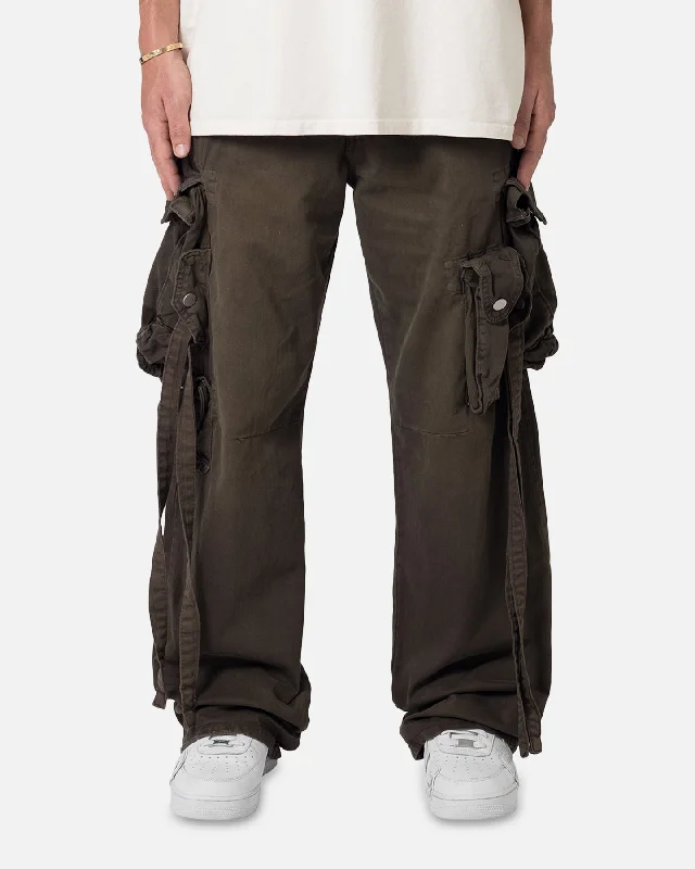 MNML Strapped Multi Cargo Pants Brown Comfy Cargo Trousers