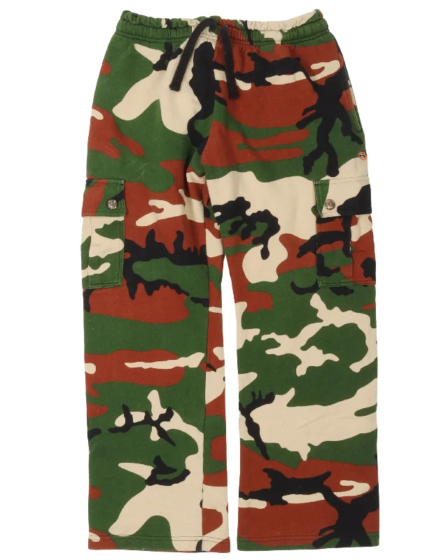 Camouflage Cargo Sweat Pants High-Waist Trousers