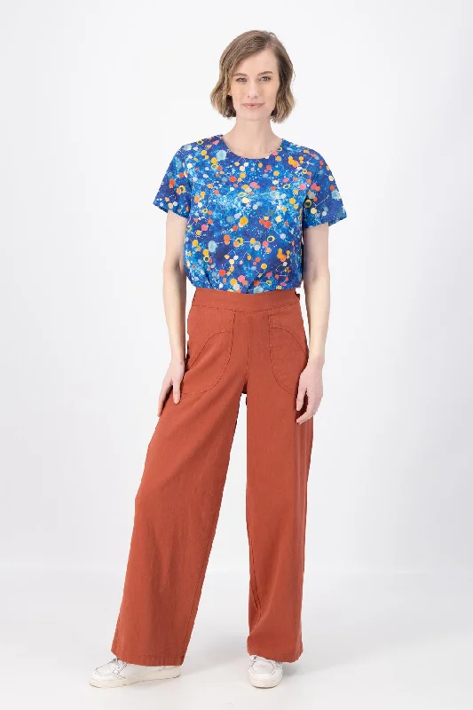 Peggy Long Pants Lino Rose Brick in Linen Chic Checkered Pants