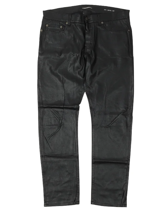 Faux Leather Pants Elegant High-Waist Pants