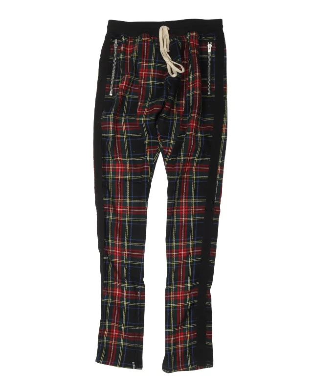 Fifth Collection Side Stripe Tartan Drawstring Pants Soft Stretch Trousers