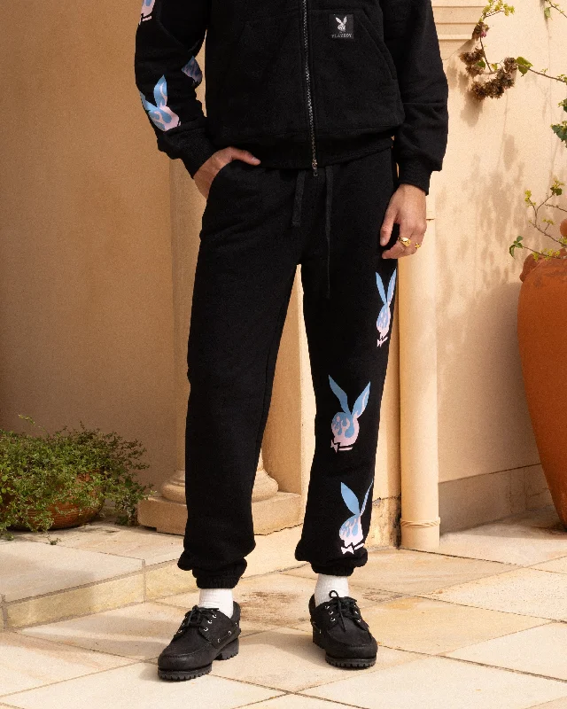 Playboy By Culture Kings Lit Bunny Track Pants Black Formal Wide-Leg Pants