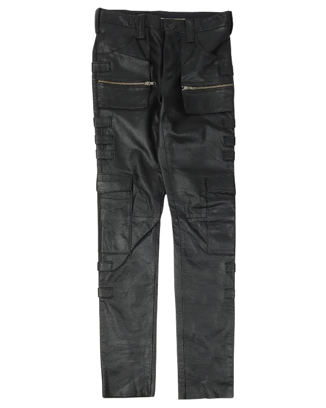 AW98 "Radioactivity" Leather Cargo Pants Comfortable Jogging Pants