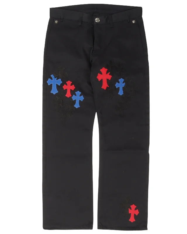 Multicolor Cross Patch Chino Pants Cozy Maternity Pants