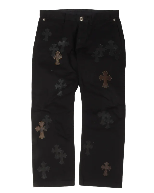 Cross Patch Chino Pants Soft Stretch Pants