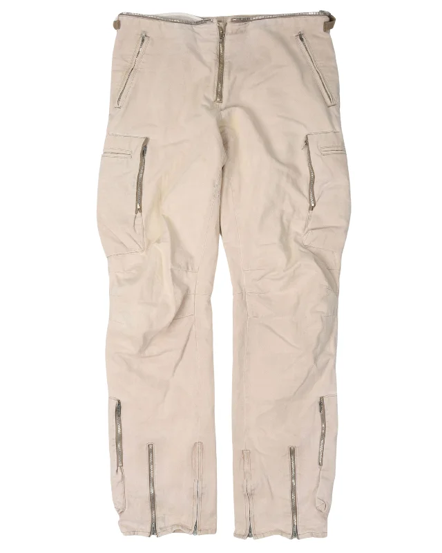 AW99 Astro Zipper Cargo Pants Stylish Slim Trousers