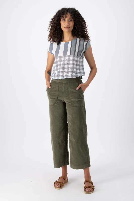 Peggy Pants Green in Spring Corduroy Stylish Slim Trousers