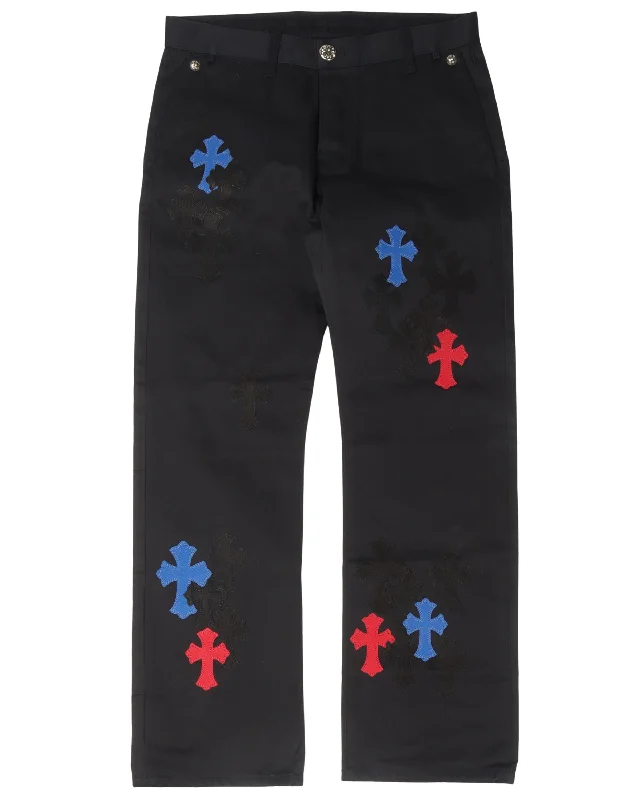 Multicolor Cross Patch Chino Pants Elegant Trouser Pants