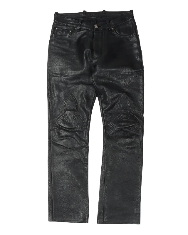 Fleur Knee Leather Pants Classic Chino Pants