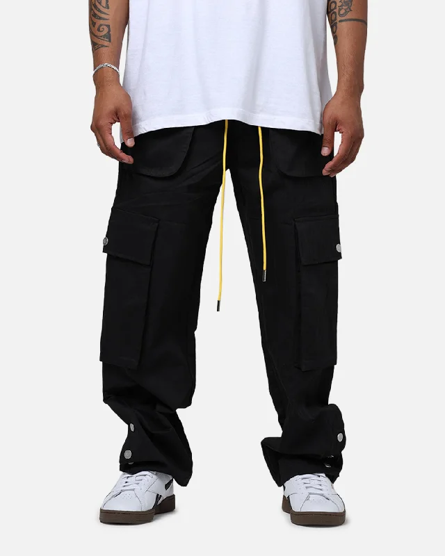 Diet Starts Monday Nylon Cargo Pants Black High-Waist Trousers