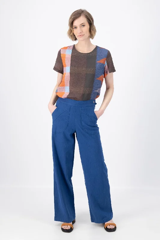 Peggy Long Pants Lino Cobalt Blue in Linen Formal Linen Trousers