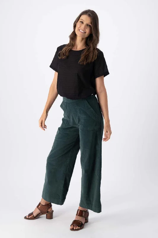 Peggy Pants Forest Green in Summer Corduroy Comfy High-Waist Jeans