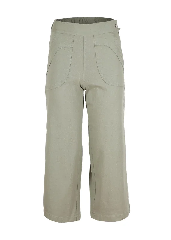 Peggy Canvas Pants Khaki Trendy Wide-Legged Trousers