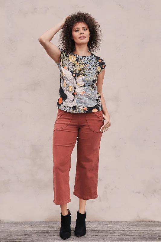 Peggy Brushed Cotton Pants Terracotta Formal Slim Pants