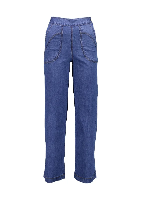 Peggy Ligera Pants Long Light Wash in Summer Denim Stylish Paperbag Waist Pants