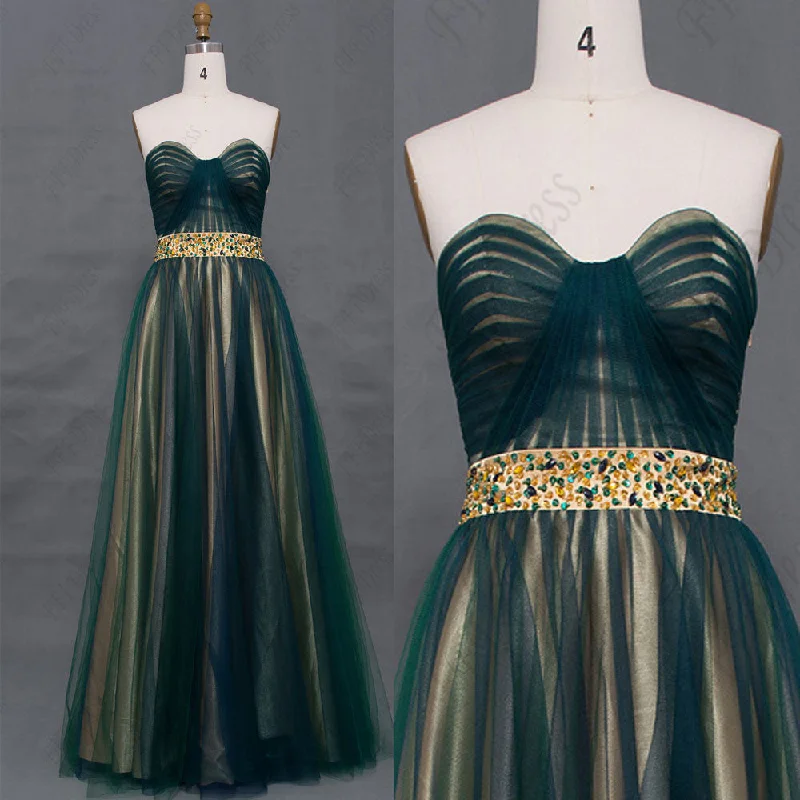 Vintage beaded dark green mohter of the bride dresses
