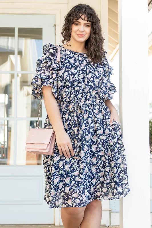 Sunset Boulevard Dress, Navy