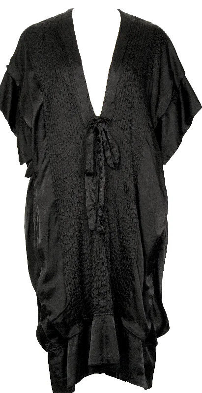ISSEY MIYAKE JAPAN. zucca Black Pleated Cupra Sleeveless Tunic/Dress