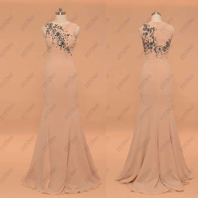 Mermaid Champagne evening dresses formal dress