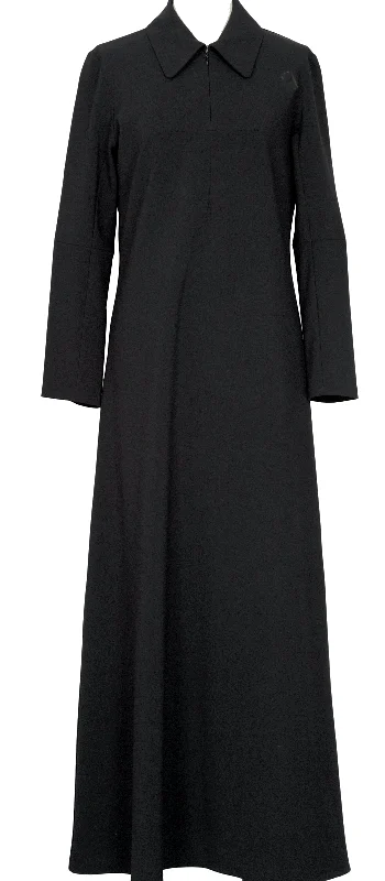 WXYZ Japan. Black Wool Blended Zipper-neck Long Sleeves Dress