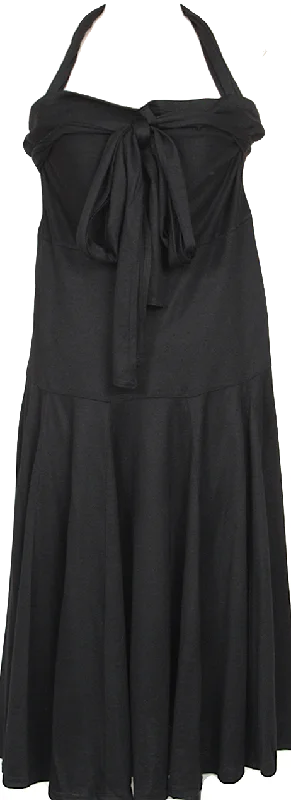 ISSEY MIYAKE JAPAN. EPOCA Black Strap Halter Design Wool Dress