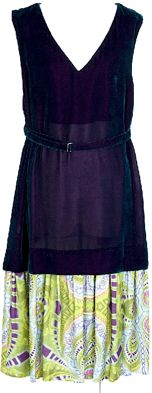 LIMI feu JAPAN. NEW W/TAGS Navy Velour Kaleidoscope Print Switching Dress