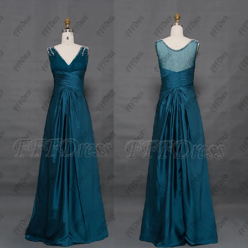 Teal evening dresses long formal gowns
