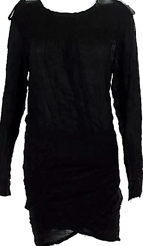 Isabel Marant Etoile Paris. Black Long Sleeve Tulip Hem Blouson Dress