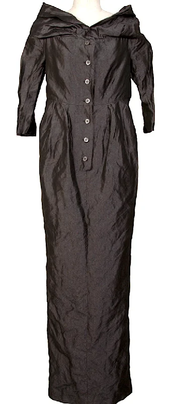 ROMEO GIGLI Italy. Vintage Dark Violet Tuck Design Metallic Dress