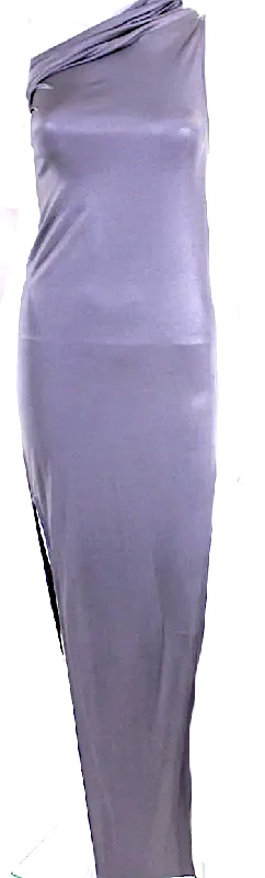 Rick Owens Paris. One Shoulder Lillies Sivaan Dress in Dirty Violet