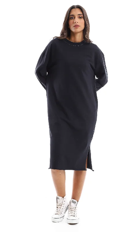96736 Slip On Black Solid Cotton Dress