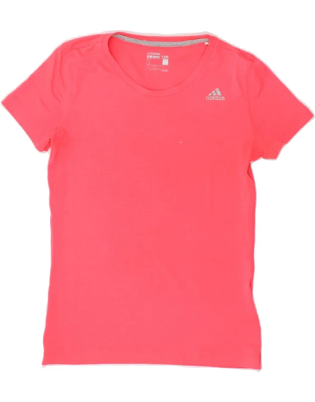 ADIDAS Womens Climalite T-Shirt Top UK 8/10 Small Pink Polyester Ribbed T-Shirt High Neck Heavyweight