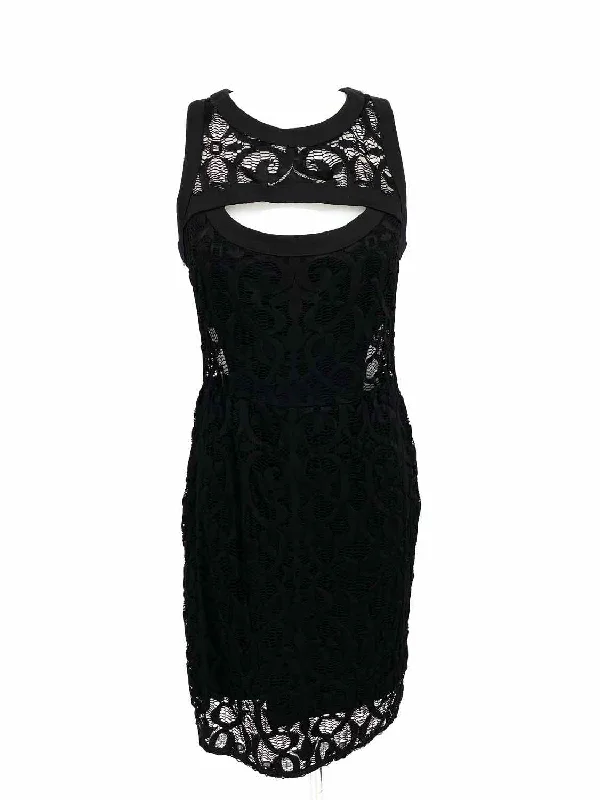 ALEXIS Women's Black sheath Rayon Blend Lace Size M Dress