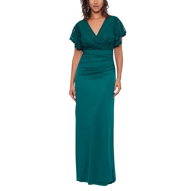 BETSY & ADAM - Lace-Top Gown