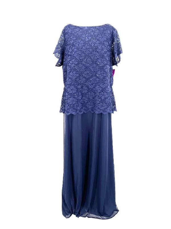 blu sage Women's Blue Long Lace Size 24 Gown