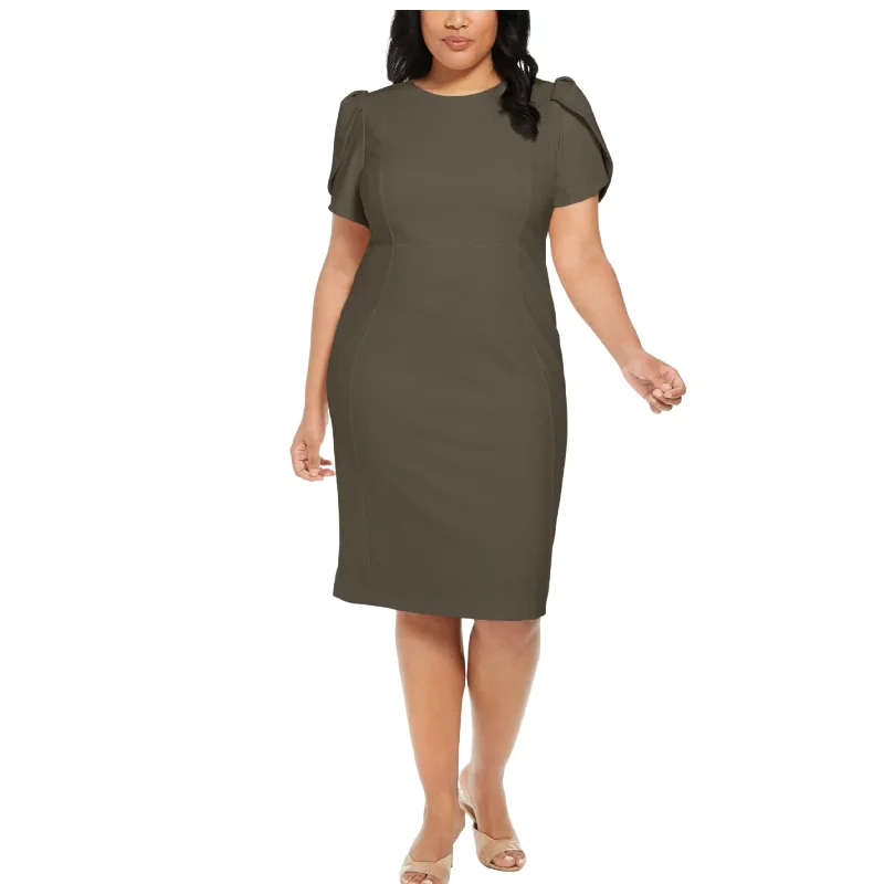 CALVIN KLEIN - Plus Size Tulip-Sleeve Sheath Dress