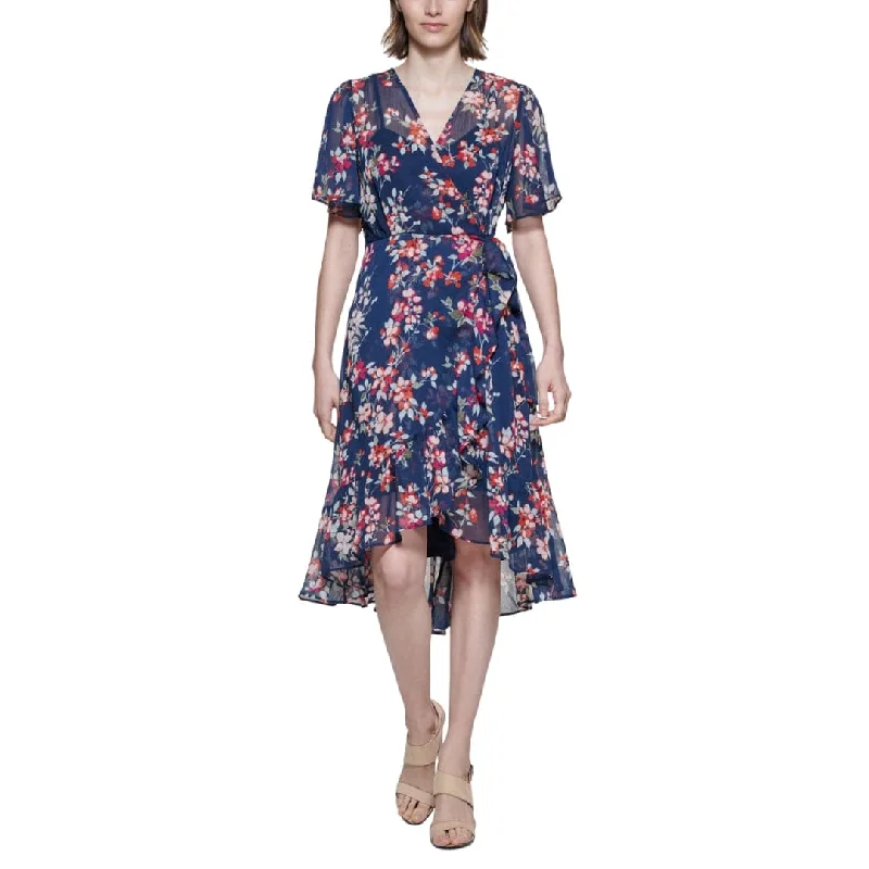 CALVIN KLEIN - Surplice High-Low Dress