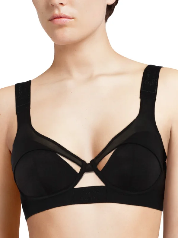 Sharp T-Shirt Bra - Black Ribbed Striped Patterned