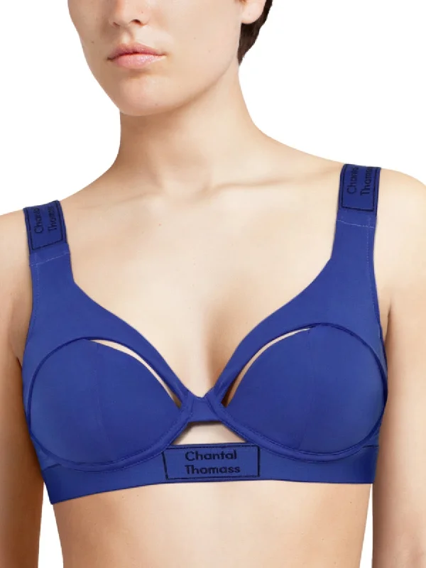 Sharp T-Shirt Bra - Blue Klein Chenille Fabric Brocade Fabric Lace Fabric